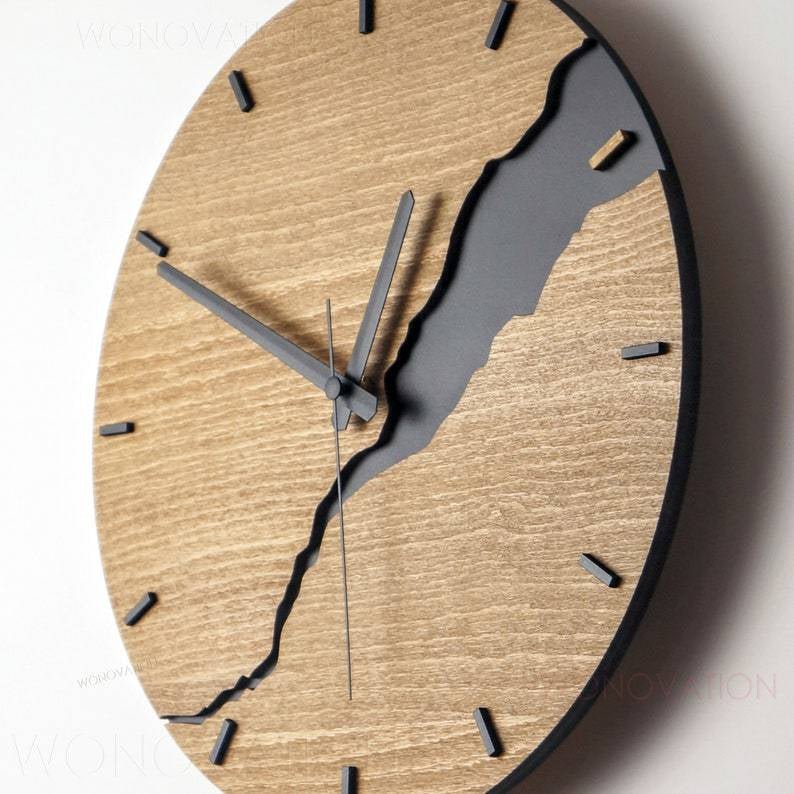 Houten Wandklok met Minimalistisch Ontwerp voor Woonkamer en Kantoor