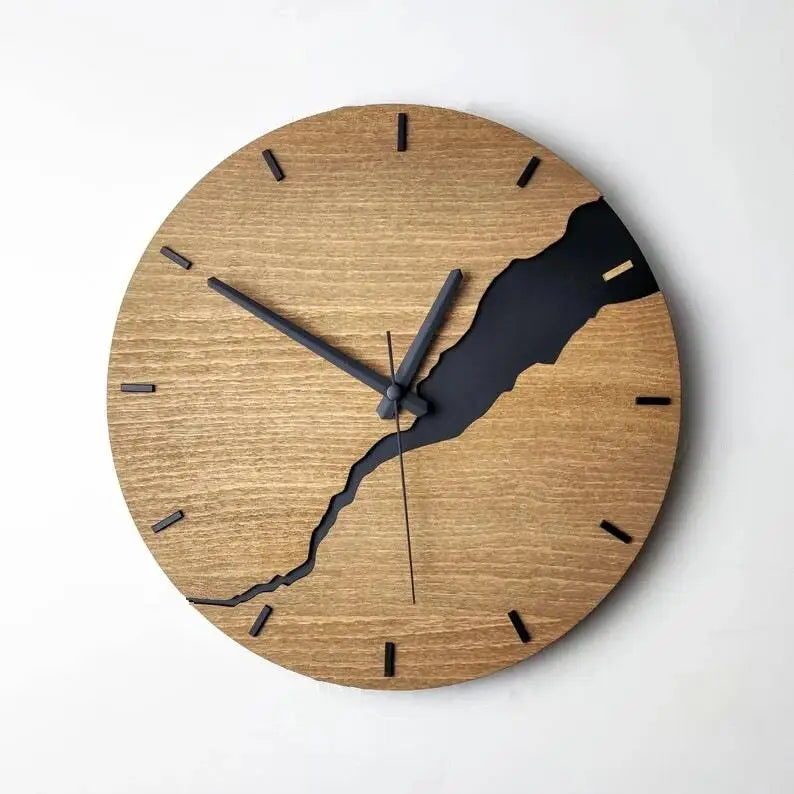 Wandklok van Bamboe en Hout met Stil Quartz Mechanisme