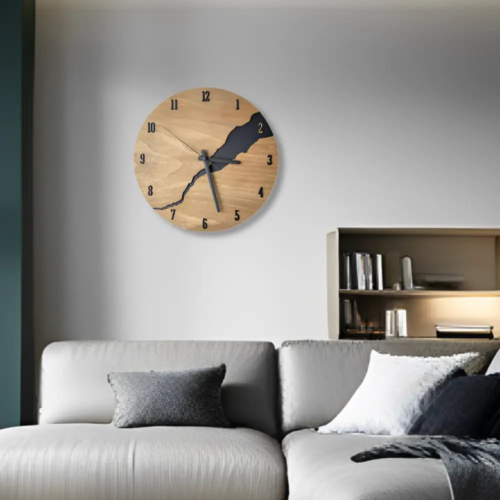 Wandklok van Bamboe en Hout met Stil Quartz Mechanisme
