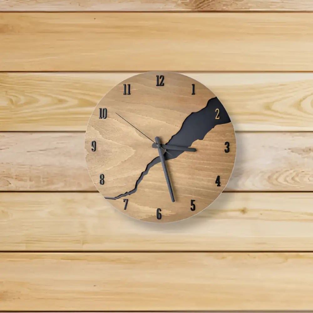 Wandklok van Bamboe en Hout met Stil Quartz Mechanisme
