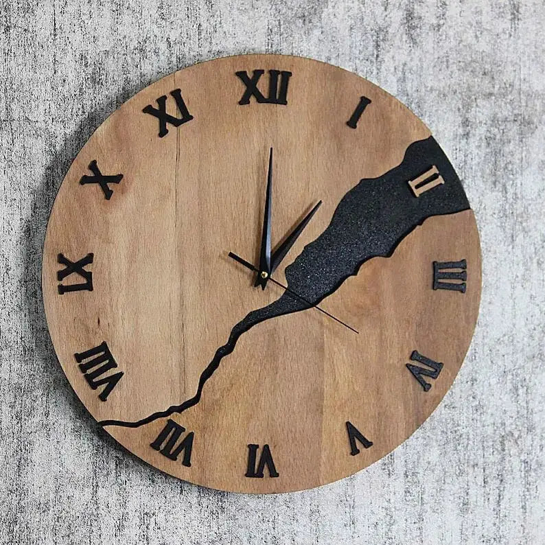 Wandklok van Bamboe en Hout met Stil Quartz Mechanisme