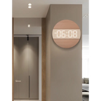 Wandklok met LED‑Display en Houten Ontwerp