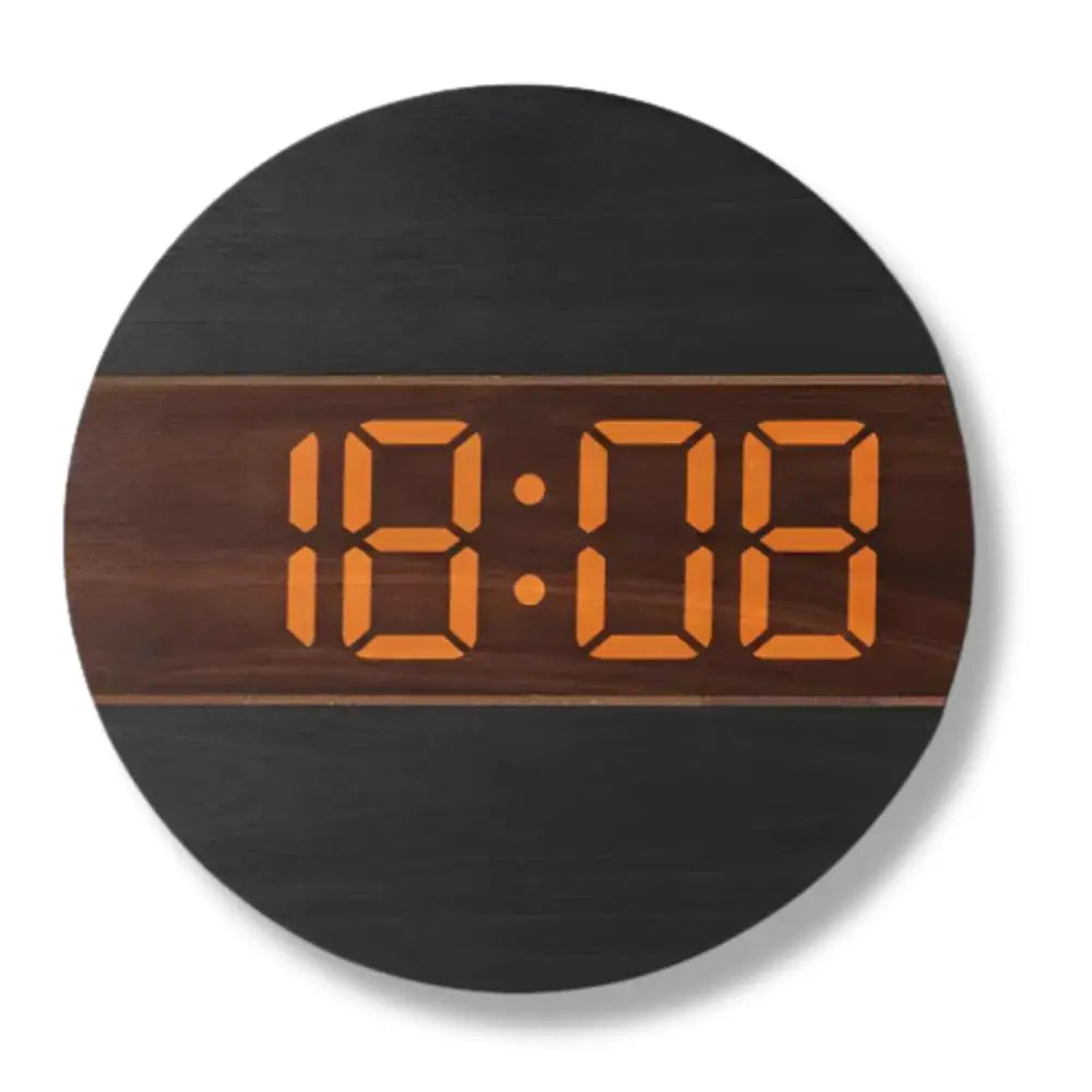 Wandklok met LED‑Display en Houten Ontwerp