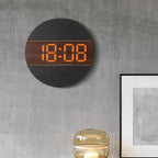Wandklok met LED‑Display en Houten Ontwerp
