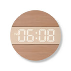 Wandklok met LED‑Display en Houten Ontwerp