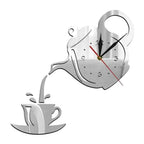 Wandklok met Thee‑ en Koffiesilhouet en Stil Quartzmechanisme