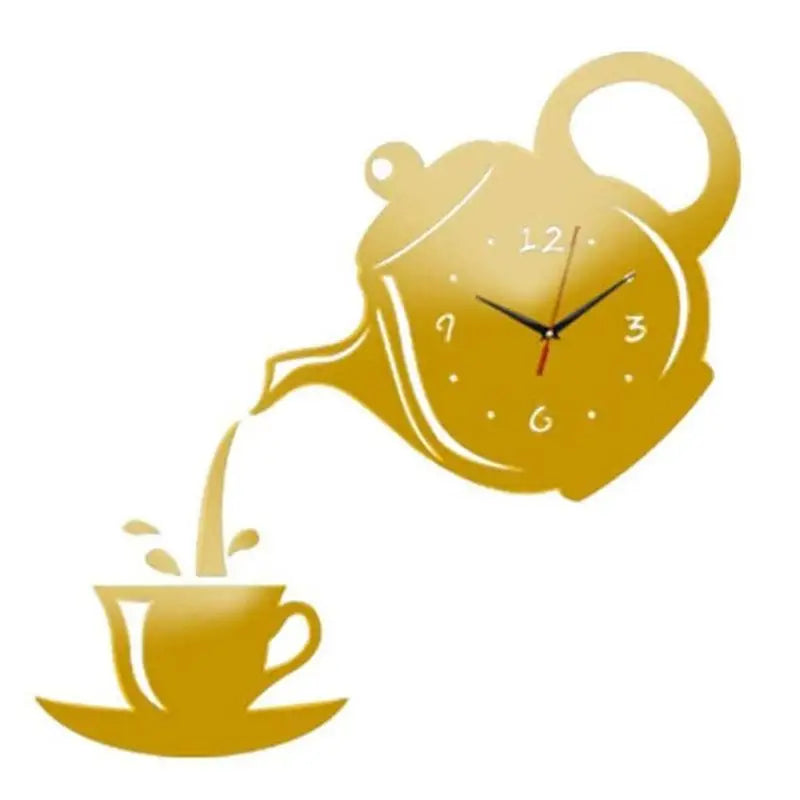 Wandklok met Thee‑ en Koffiesilhouet en Stil Quartzmechanisme