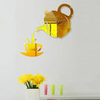 Wandklok met Thee‑ en Koffiesilhouet en Stil Quartzmechanisme