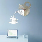 Wandklok met Thee‑ en Koffiesilhouet en Stil Quartzmechanisme