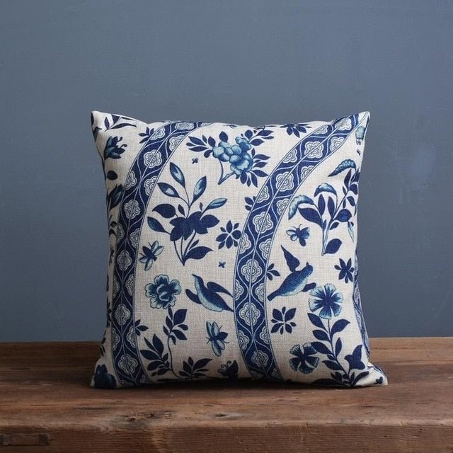 Decoratieve Kussenhoes Met Zachte Woven Structuur En Dagelijkse Porseleinprint Inspiratie