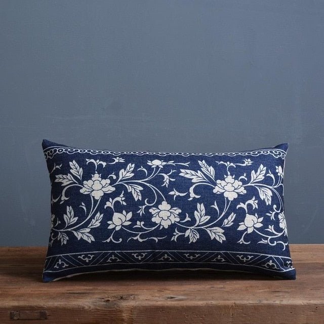 Decoratieve Kussenhoes Met Zachte Woven Structuur En Dagelijkse Porseleinprint Inspiratie