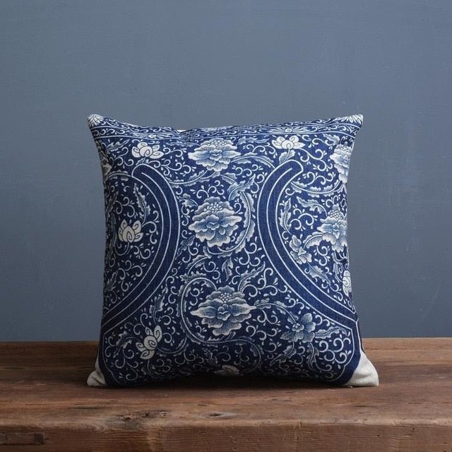 Decoratieve Kussenhoes Met Zachte Woven Structuur En Dagelijkse Porseleinprint Inspiratie