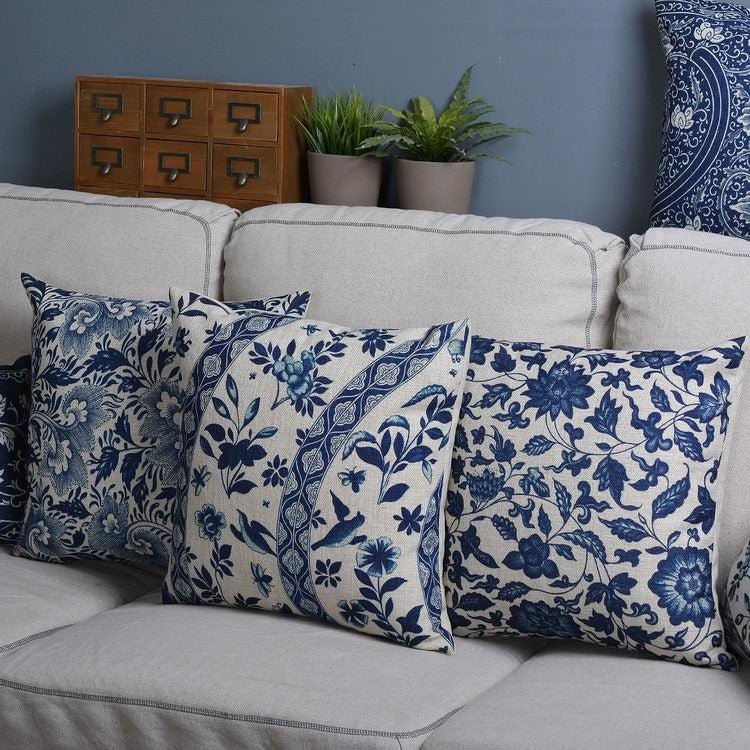 Decoratieve Kussenhoes Met Zachte Woven Structuur En Dagelijkse Porseleinprint Inspiratie