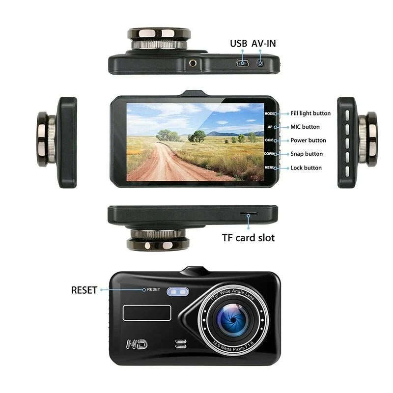 Dashcam Met Voor En Achteropname Voor Heldere 1080P Beelden En Continue Veiligheidsregistratie