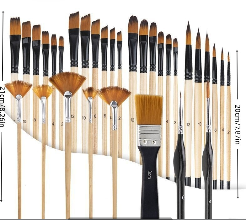 24-delige Professionele Penselenset met Opberghoes voor Acryl, Aquarel en Olieverf