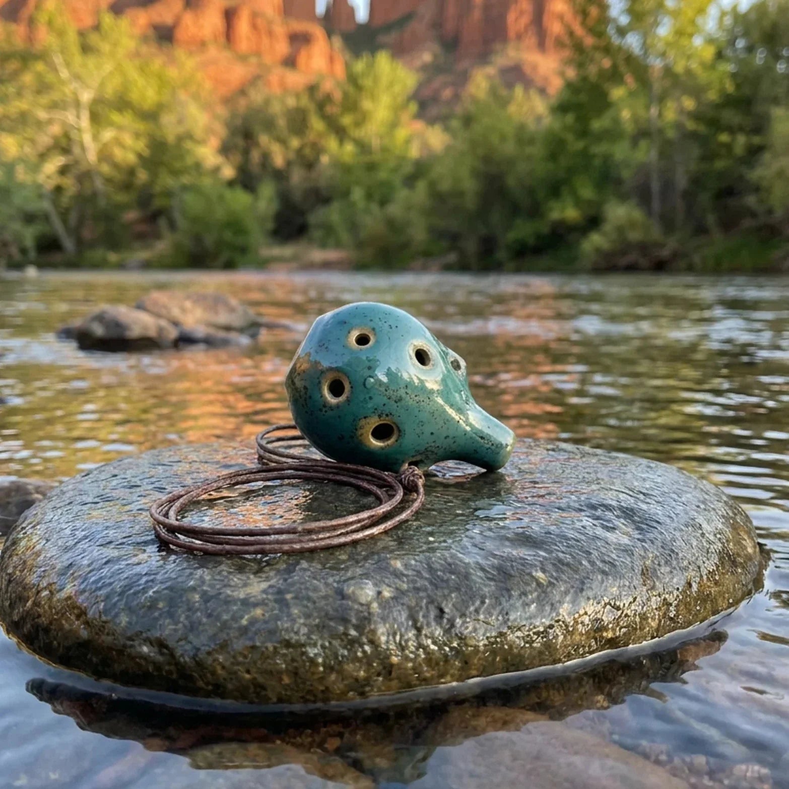 Handgevormde Keramische Ocarina met Natuurlijke Afwerking en Comfortabele Speelvorm