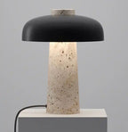 Minimalistische Tafellamp Met Natuurlijke Stenen Voet En Zacht LED-Licht