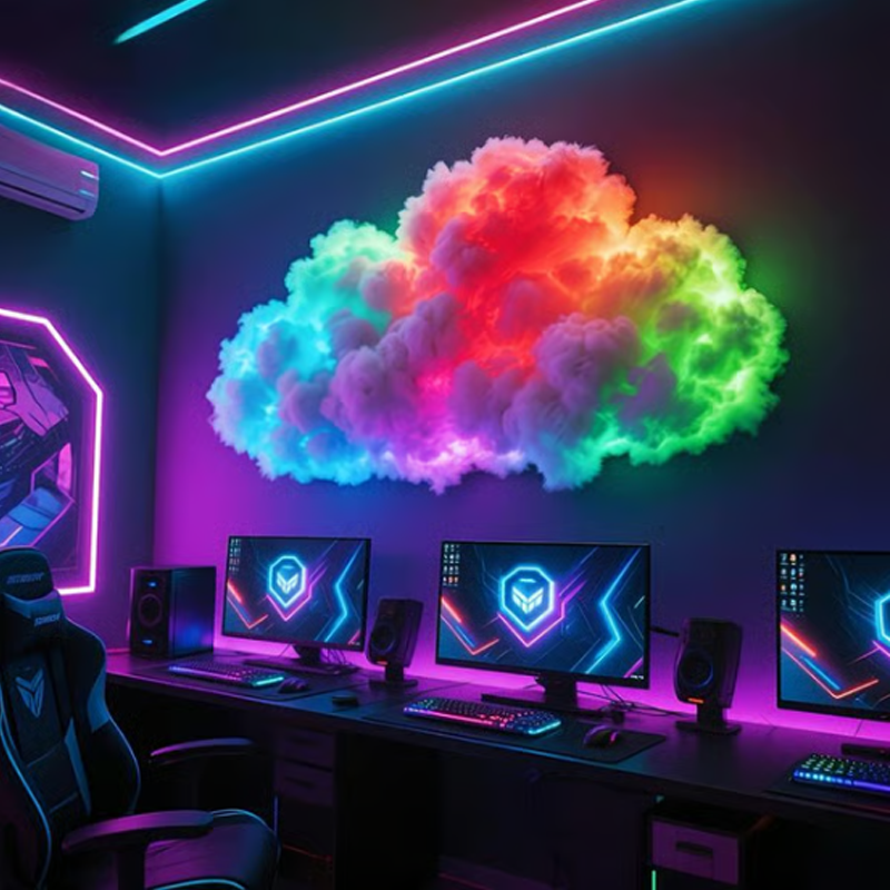 LED Wolkenlamp met Kleurbare Sfeerverlichting en Eenvoudige Wandmontage