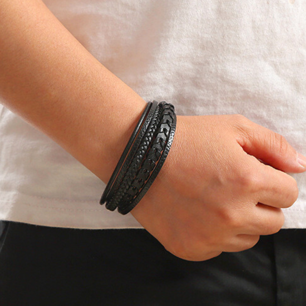 Gevlochten Leren Armband Met Magneetsluiting Voor Dagelijks Gebruik