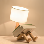Scandinavische Tafellamp met Houten Opbergplank