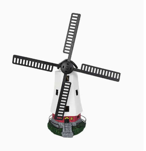 Solar‑Windmolen met Warm Licht en Draaiende Vluchtbladen