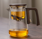 Borosilicaat Theekan Met Houten Handgreep En RVS Infuser