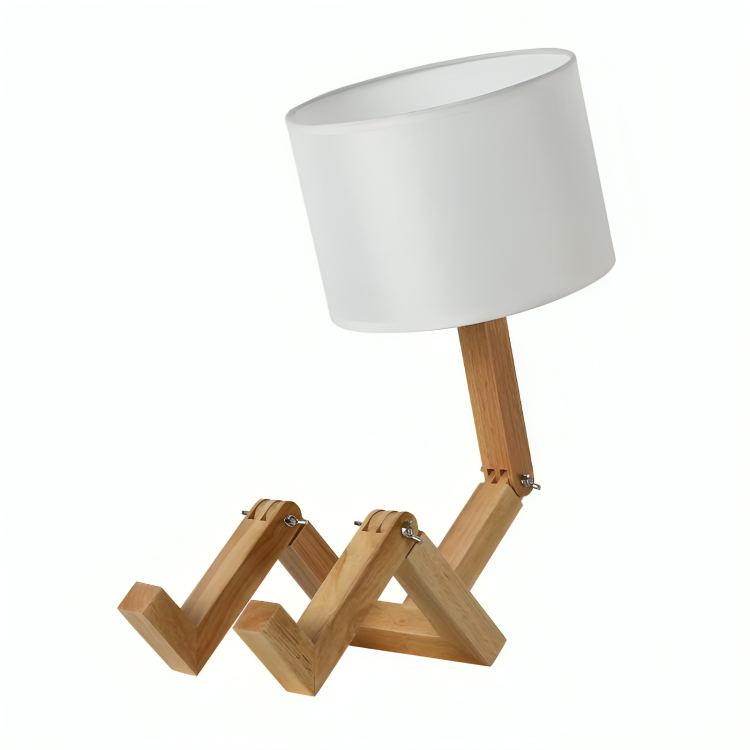 Scandinavische Tafellamp met Houten Opbergplank