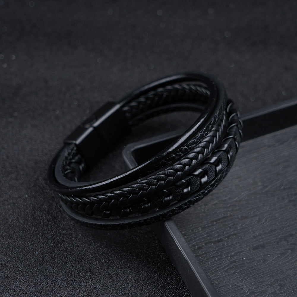 Gevlochten Leren Armband Met Magneetsluiting Voor Dagelijks Gebruik