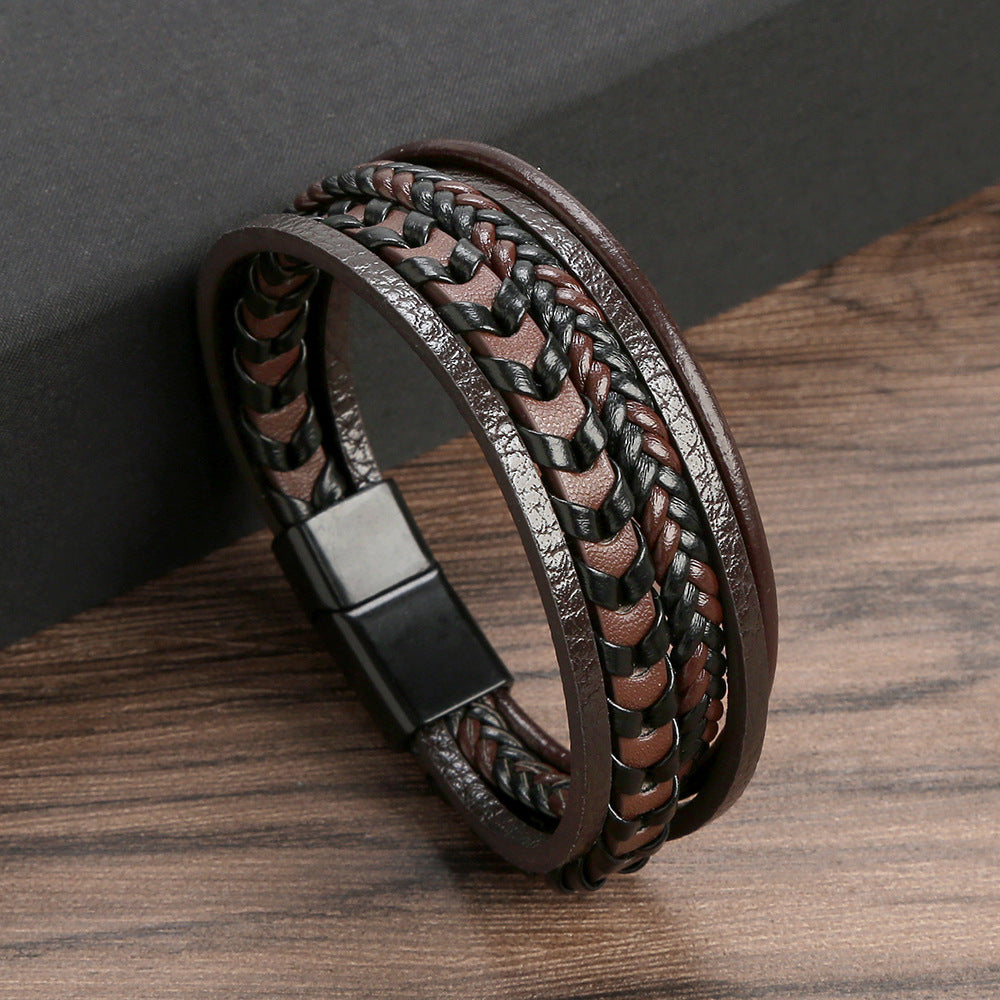 Gevlochten Leren Armband Met Magneetsluiting Voor Dagelijks Gebruik