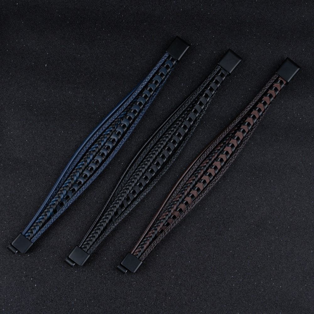 Gevlochten Leren Armband Met Magneetsluiting Voor Dagelijks Gebruik