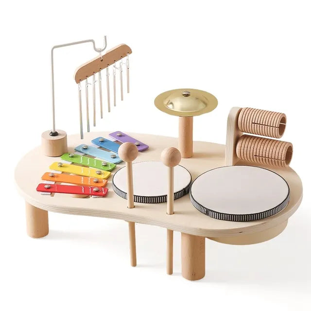 Montessori Muziekstation Met Houten Instrumenten Voor Creatief Speelplezier