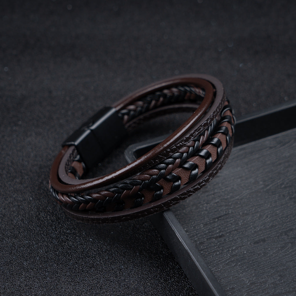Gevlochten Leren Armband Met Magneetsluiting Voor Dagelijks Gebruik