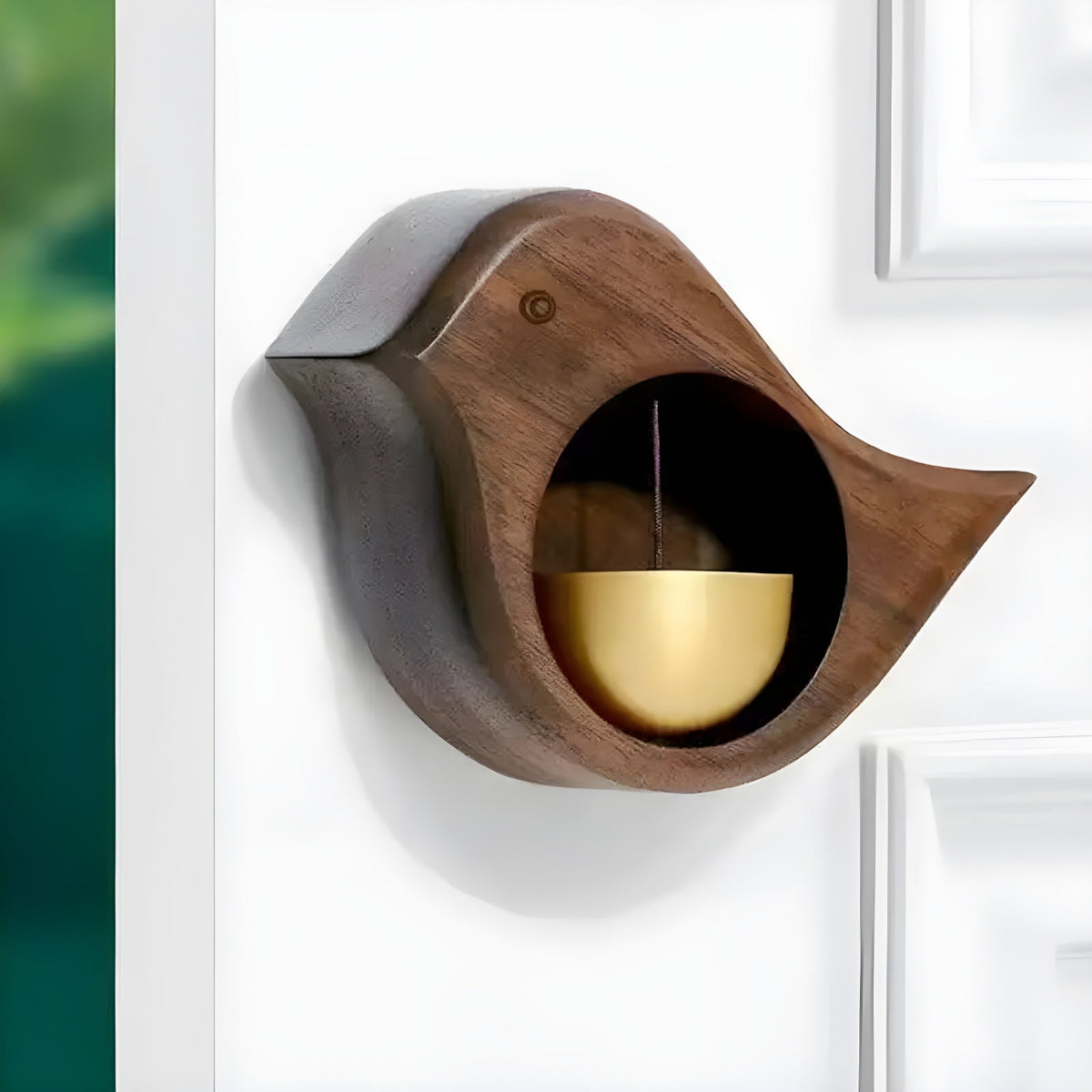 Deurbel Met Rustgevende Klank En Handgemaakte Houten En Messing Afwerking