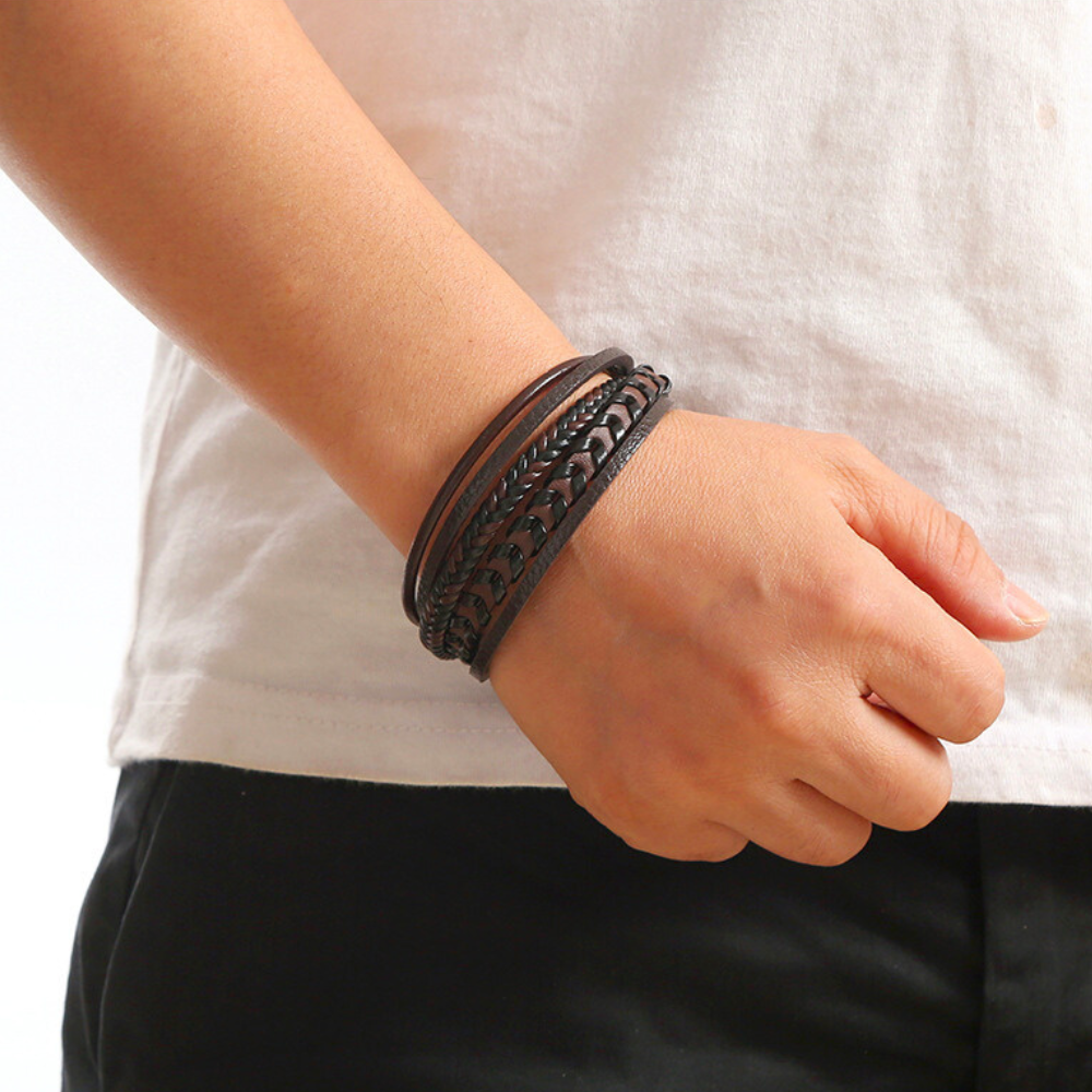 Gevlochten Leren Armband Met Magneetsluiting Voor Dagelijks Gebruik