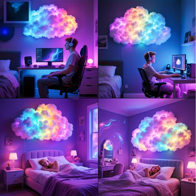 LED Wolkenlamp met Kleurbare Sfeerverlichting en Eenvoudige Wandmontage