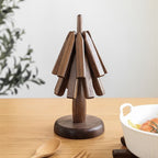 Design Onderzetter Van Walnotenhout Met Boomvormig Opvouwbaar Ontwerp