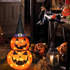 Halloween Pompoenset Twee Stuks 3 Ft Met Ledverlichting En Inklapbaar Ontwerp
