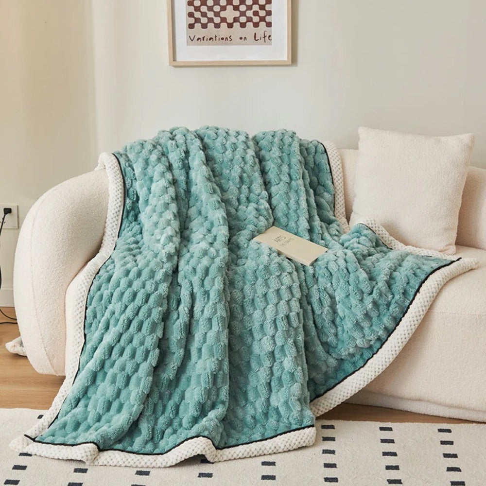 Sherpa Fleece Deken Met Pluche Bubbeldesign En Warm Comfort