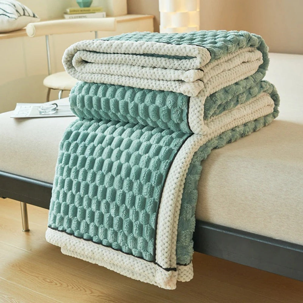 Sherpa Fleece Deken Met Pluche Bubbeldesign En Warm Comfort