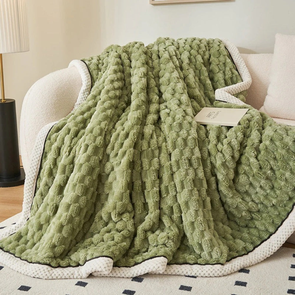 Sherpa Fleece Deken Met Pluche Bubbeldesign En Warm Comfort