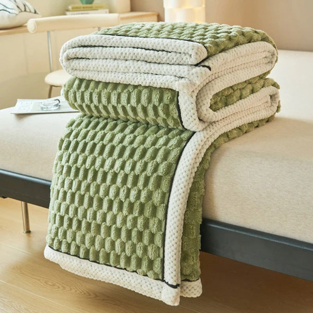 Sherpa Fleece Deken Met Pluche Bubbeldesign En Warm Comfort