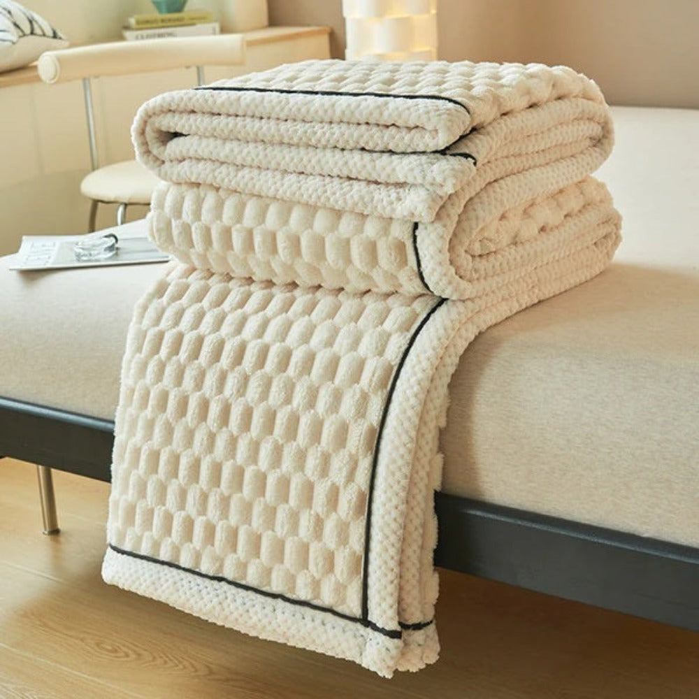 Sherpa Fleece Deken Met Pluche Bubbeldesign En Warm Comfort