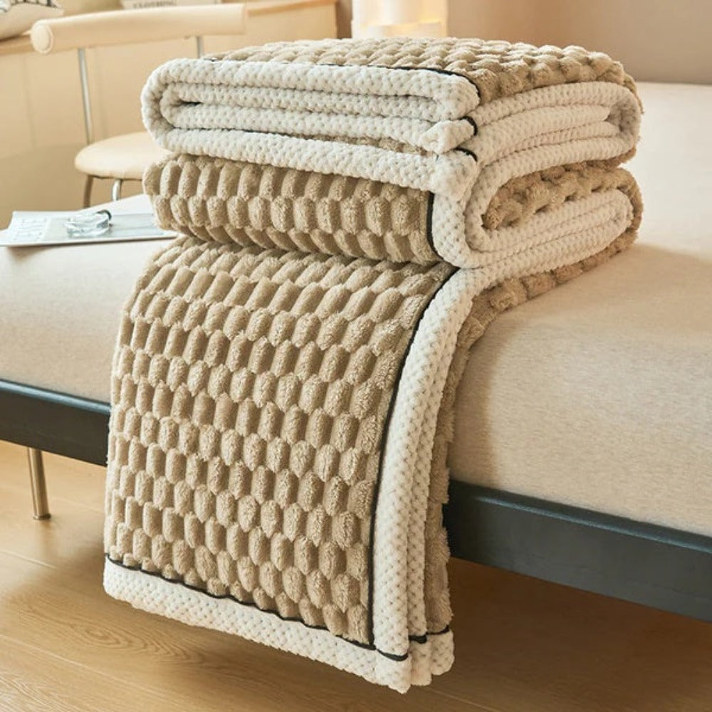 Sherpa Fleece Deken Met Pluche Bubbeldesign En Warm Comfort