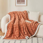 Sherpa Fleece Deken Met Pluche Bubbeldesign En Warm Comfort