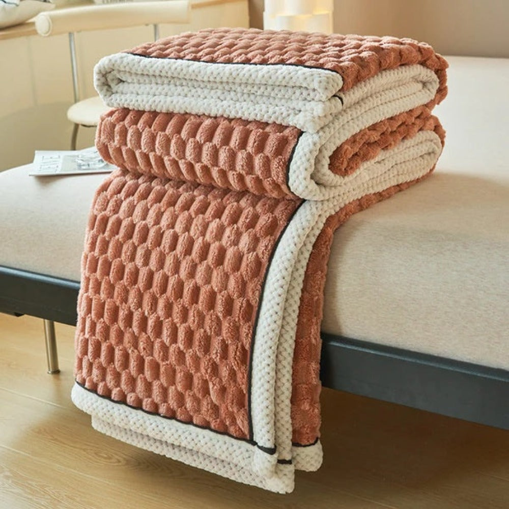 Sherpa Fleece Deken Met Pluche Bubbeldesign En Warm Comfort