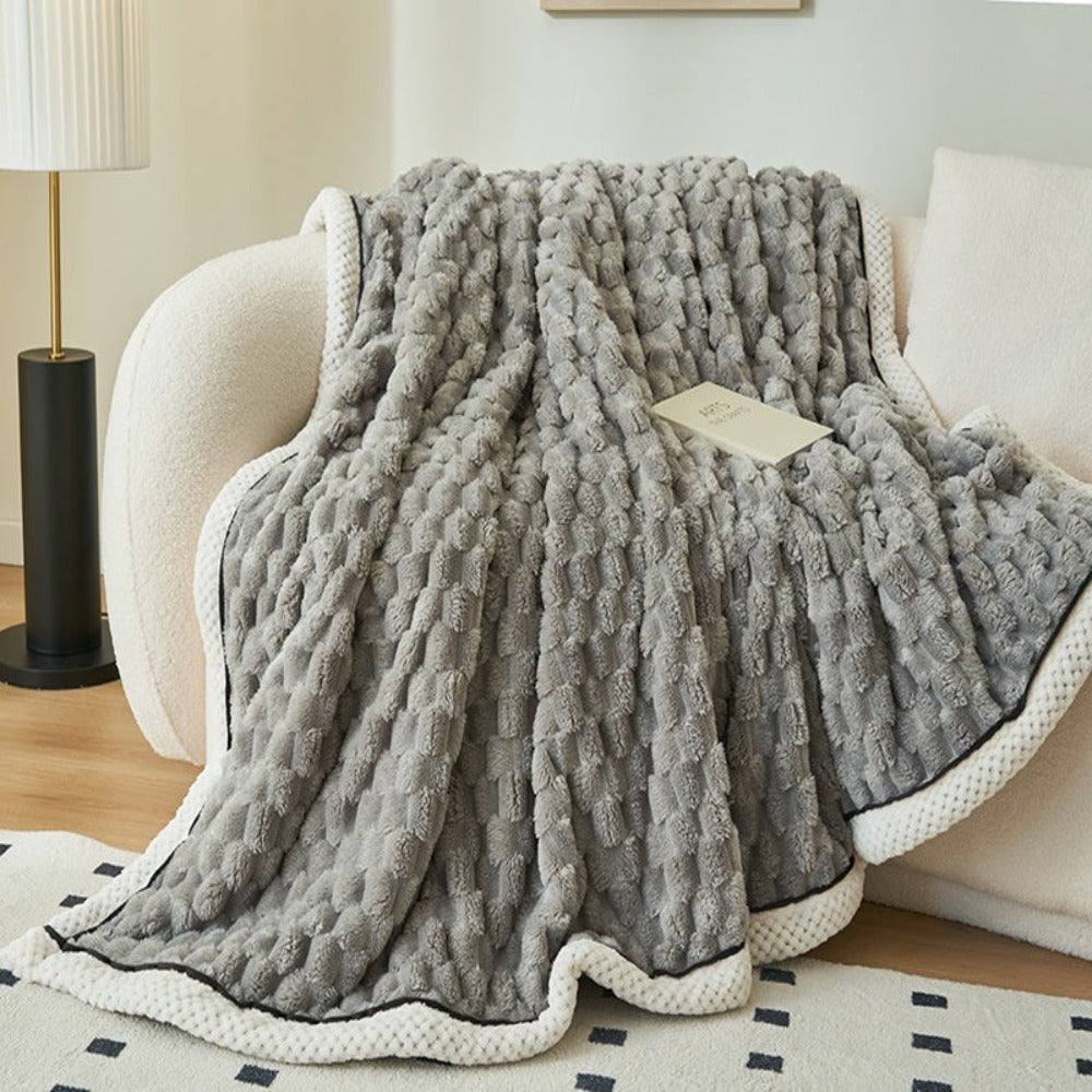 Sherpa Fleece Deken Met Pluche Bubbeldesign En Warm Comfort