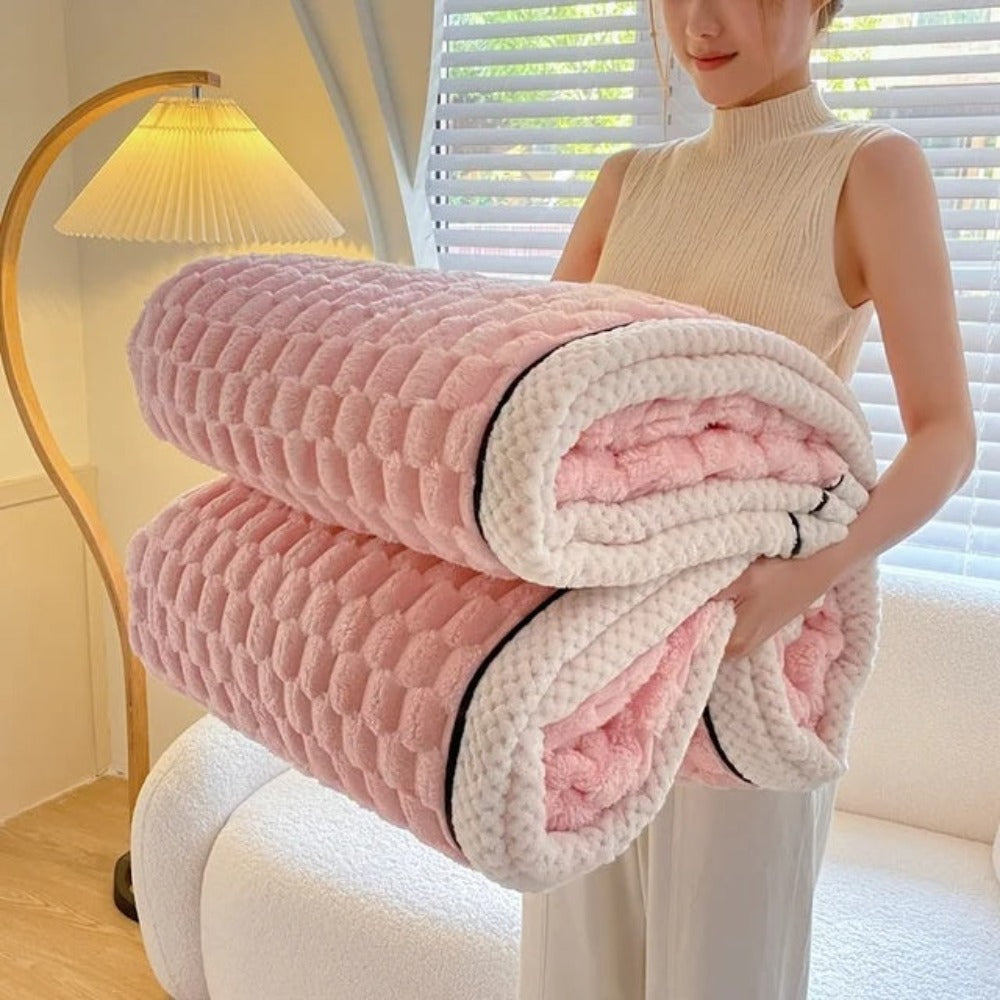 Sherpa Fleece Deken Met Pluche Bubbeldesign En Warm Comfort