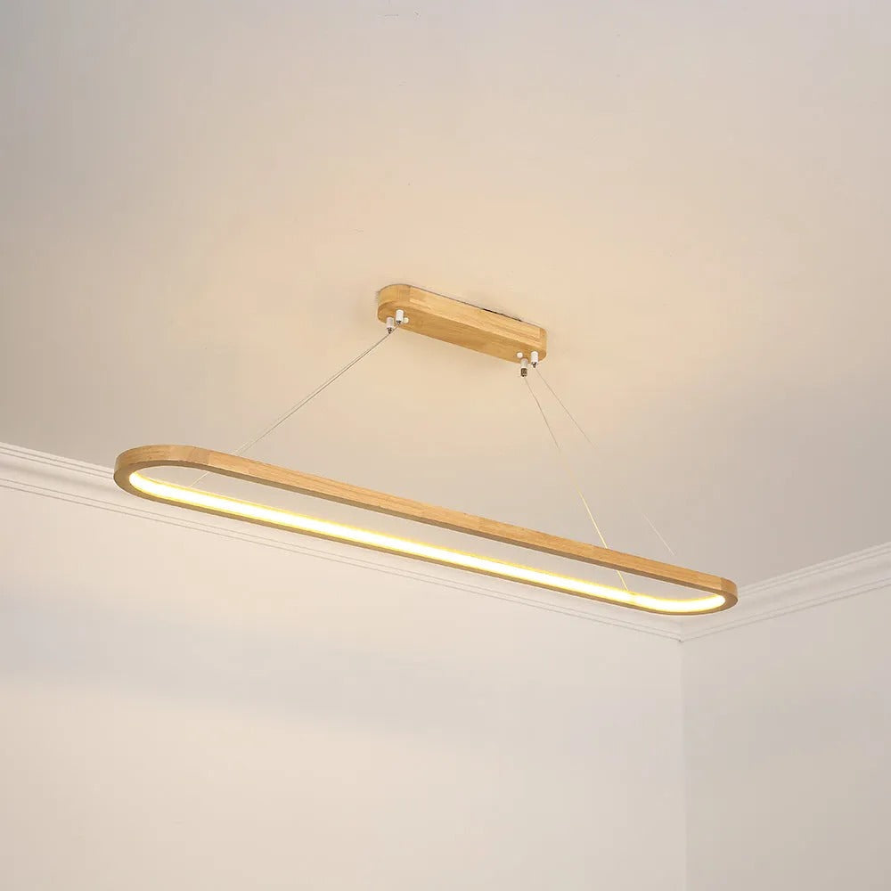 Ovale Houten Hanglamp Met Acrylkap En SMD‑LED