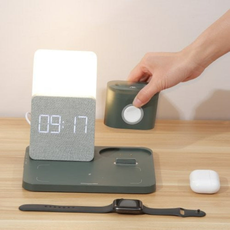 Draadloze Oplaadstation met Meervoudige Oplaadfunctie en Ingebouwde Lamp