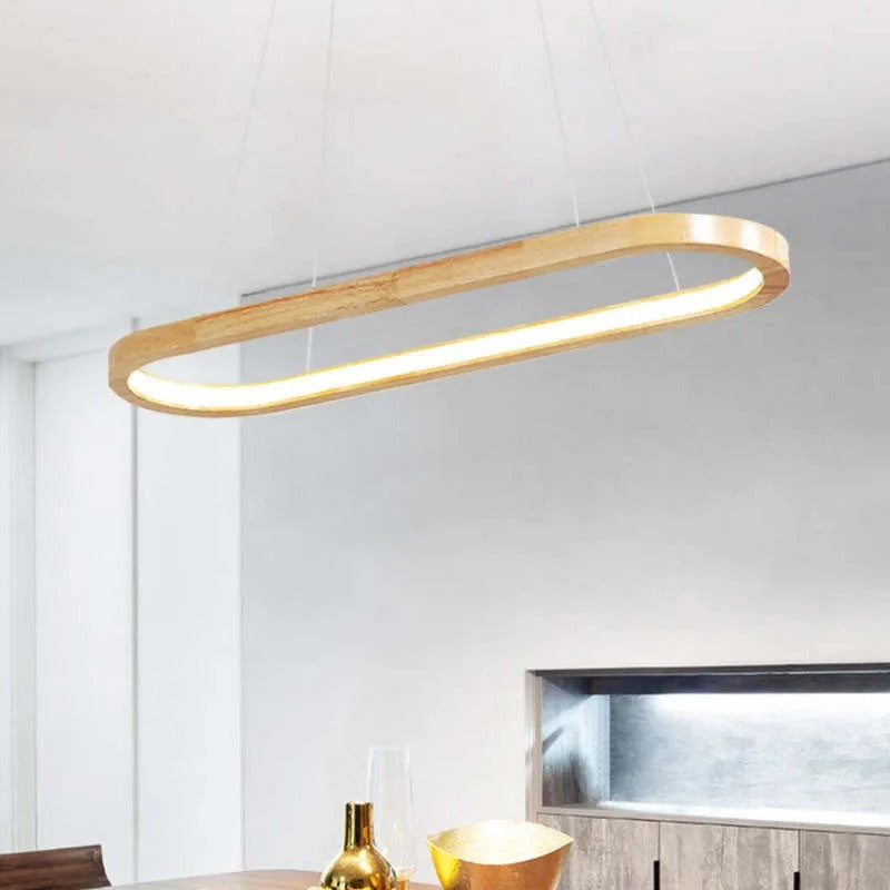 Ovale Houten Hanglamp Met Acrylkap En SMD‑LED